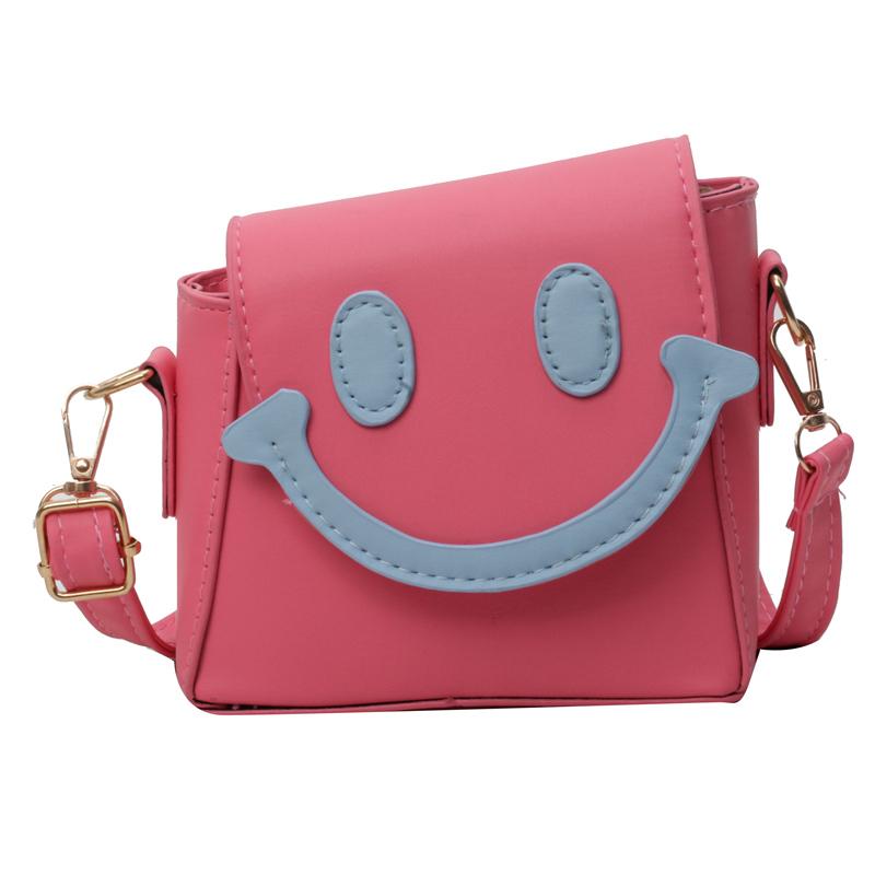 Leather bag Dames Cartoon Schoudertas PU Leer Smiley Gezicht Muntportemonnee Contrasterende Kleur Mode Zadeltas Meisjes Buitentas