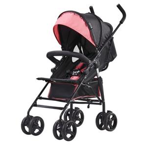 VEVOR lichtgewicht kinderwagen, compact, eenvoudig opvouwbaar met verstelbare rugleuning, frame van koolstofstaal, grote opbergmand, paraplu-kinderwagen voor reizen en meer, zwart/roze