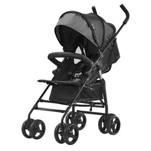 VEVOR lichtgewicht kinderwagen, compact, eenvoudig opvouwbaar, met verstelbare rugleuning, luifel, frame van koolstofstaal, grote opbergmand, bekerhouder, reisbuggy met paraplu, donkergrijs/zwart