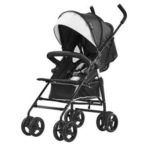 VEVOR lichtgewicht kinderwagen, compact, eenvoudig opvouwbaar met verstelbare rugleuning, frame van koolstofstaal, grote opbergmand, paraplu-kinderwagen voor reizen en meer, zwart/wit