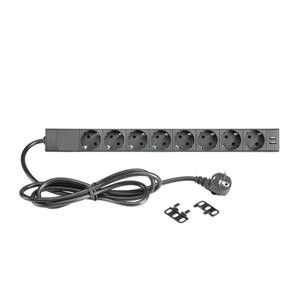 Adam Hall 19 EU Power Strip with USB Chargers 8 Sockets