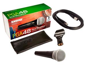 Shure PGA48 XLR Spraakmicrofoon Kabelgebonden incl. kabel, incl. klem, Schakelaar, Metalen behuizing