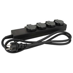 Showtec 4-weg Schuko verdeelblok, zwart