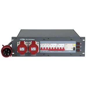 Showtec PS-32.2 Krachtstroomverdeler, 5-pins CEE 32A - 6 x Schuko / 2 x 5-pins CEE 16A / 5-pins CEE 32A