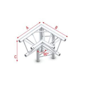 FT30-012 3-weg truss koppelstuk Apex Down, Hoek 90 + Rechts omlaag