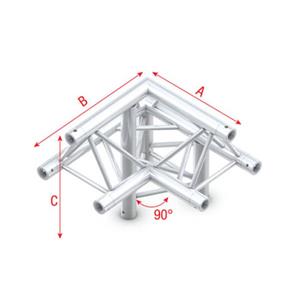 Showtec GT30-010 3-weg truss koppelstuk Apex Up, Hoek 90 + Rechts omlaag