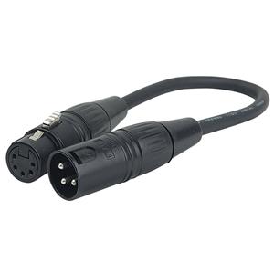 FLA37 3P XLR male naar 5P XLR female DMX verloop 25cm