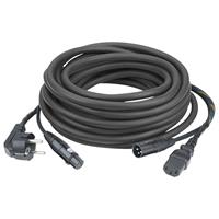 Power/Signaal kabel Schuko male - IEC female & XLR female - XLR male, 10 meter (zwart)
