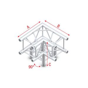 Showtec FQ30-012 3-weg truss koppelstuk, Hoek 90° + omlaag