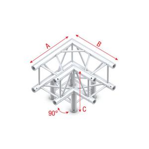 Showtec GQ30-012 3-weg truss koppelstuk, Hoek 90° + omlaag