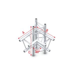 Showtec FT30-015 4-weg truss koppelstuk, Hoek 90 + Links omhoog/omlaag