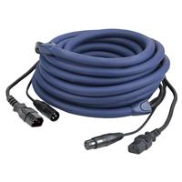 DAP IEC verlengkabel + DMX kabel, 6 meter (blauw)