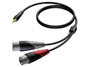 CLA712/3 verloopkabel 1x Mini-jack naar 2x XLR male 3m