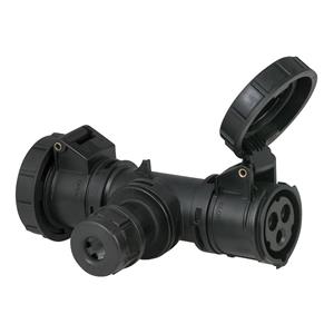 Showtec 3-pins CEE T-stuk (kabelmontage) - IP67