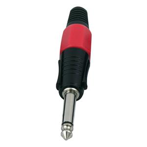 6,3mm Jackplug mono zwart met rood eindkapje