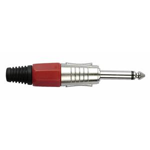 6,3mm Jackplug mono zilver met rood eindkapje