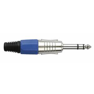 6,3mm Jackplug stereo zilver met blauw eindkapje