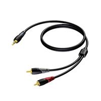 Procab CLA711/3 verloopkabel 1x Mini-jack naar 2x RCA 3m