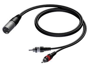 Procab CAB703/3 Verloopkabel 1x XLR male naar 2x RCA 3m