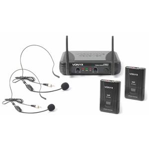 Skytec STWM712H 2-kanaals VHF Draadloos Microfoonsysteem met headsets