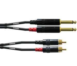 Cordial CFU3PC Intro 2x 6.3 mm TS jack - 2x RCA, metre