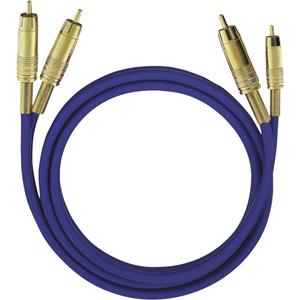 oehlbach Cinch Audio Anschlusskabel [2x Cinch-Stecker - 2x Cinch-Stecker] 1.00m Blau vergoldete Stec