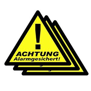 PENTATECH 40201 Warnaufkleber Achtung Alarmgesichert Sprachen Deutsch 3er Set (B x H) 85mm x 70mm Q435581