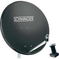 Satellietset zonder receiver Schwaiger 80 cm Alu SAT-spiegel anthraciet + Quad LNB Aantal gebruikers: 4