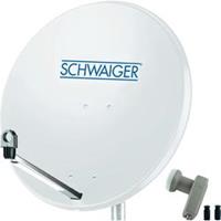 Schwaiger satellietinstallatie voor 1 satelliet - satellietschotel 80 cm, lichtgrijs, LNB - 2 aansluitingen