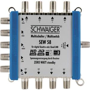 Schwaiger Satelliet multiswitch Ingangen (satelliet): 5 (4 satelliet / 1 terrestrisch) Aantal gebruikers: 8 Standby-functie