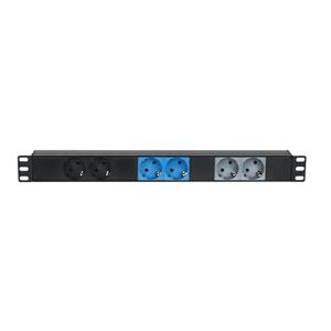 Showtec 19" 1U Krachtstroom splitter (5-pins CEE 16A - 6 x Schuko)