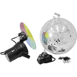 Halogen Discokugel-Set mit Motor, mit Farbwechselscheibe 30cm