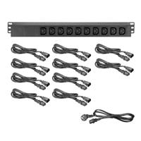 Adam Hall 87471IEC power strip with 10 IEC outlets and cables