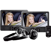 9"" Dubbel Scherm - Portable Dvd-speler Met Hoofdtelefoon En Brackets Lenco Mes-415 Zwart