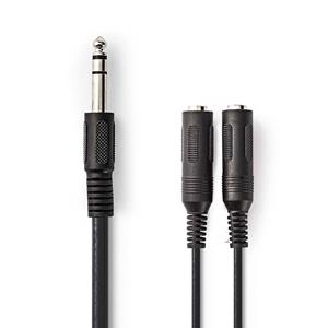 Stereo verloopkabel 1x jack male naar 2x jack female 20cm