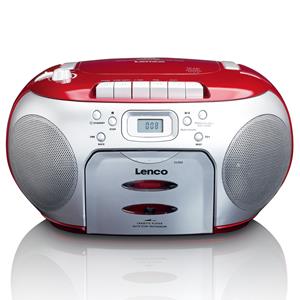 Lenco SCD-420 draagbare radio/casette- en CD speler zilver/rood