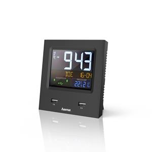 Hama "Dual-USB" Radio Alarm Clock with LED Colour Display and USB Charg. Func. - schwarz