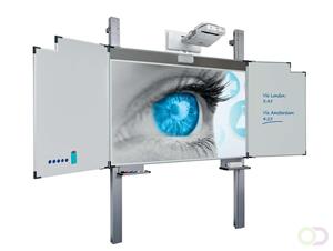 Smit Visual Projectiebord emailstaal mat wit (16:10), Extraflat profiel, 5-vlaks voor touch projector (o.a. Epson 695Wi), hoogteverstelbaar,