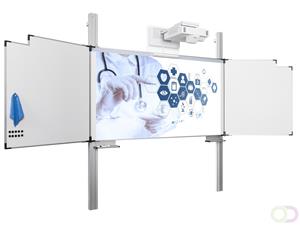 Smit Visual Projectiebord emailstaal mat wit (16:9), Extraflat profiel, 5-vlaks voor touch projector (o.a. Epson 1485Fi), hoogteverstelbaar,