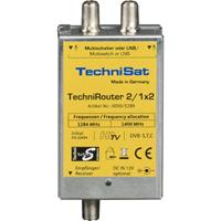 technisat TechniRouter Mini 2/1x2 - DVB-S/T/C, 2 x Sat-Eingänge, 1 x Kabelanschlüsse, 2 x Teilnehmer pro Kabel, Sat 950 - 2150 MHz, Terrestrik 47 - 862 MHz, Stämme 30dB, Silber / Gelb