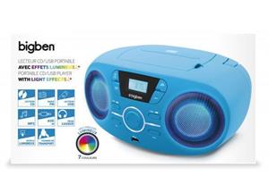 BIGBEN CD61BLUSB Draagbare Radio Cd Usb Blauw + Lichtgevende Luidsprekers