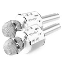 MAX Set van 2  KM01 karaoke microfoons - Zilver (2x)