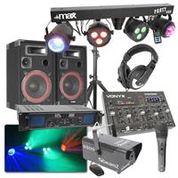 Vonyx MAX Complete 500W DJ Bluetooth Disco Set met Geluid, Licht en Rook