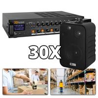 Power Dynamics 100V installatie met 30 speakers voor o.a. magazijnen