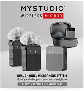 Easypix MyStudio Wireless Mic Duo Dasspeld Studiomicrofoon Zendmethode:Kabelgebonden, Radiografisch Incl. windkap, Incl. microfoonstatief