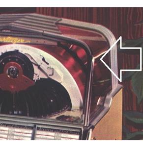 Fiftiesstore Wurlitzer 1800 zijruit rechts Plexi
