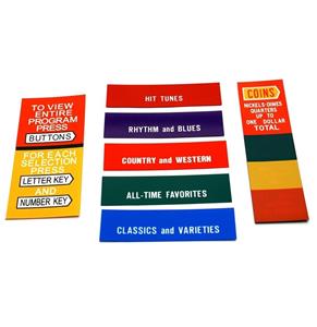 Fiftiesstore Seeburg Instructie/Classificatie Set (Plexi, 7 stuks.) Model KD200