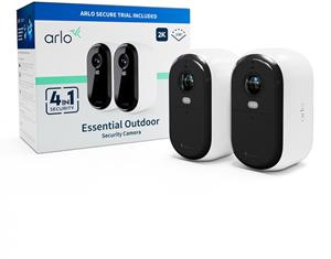 ARLO ESSENTIAL2 2K OUTDOOR CAMERA 2-PACK VMC3250-100EUS IP-Bewakingscameraset Met 2 cameras 2688 x 1520 Pixel