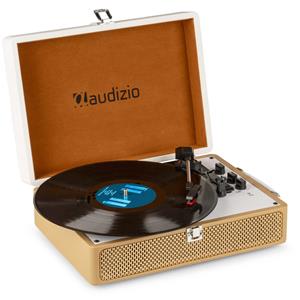 Audizio RP119 - Retro platenspeler met Bluetooth in bruin/witte koffer