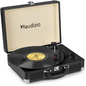 Audizio RP114BK - Retro platenspeler in zwarte koffer - platenspeler